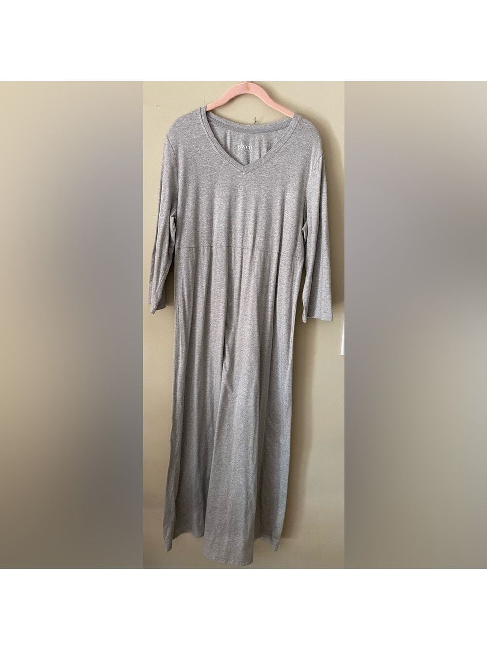 Denim & Co. Gray Long Sleeve Maxi Dress M